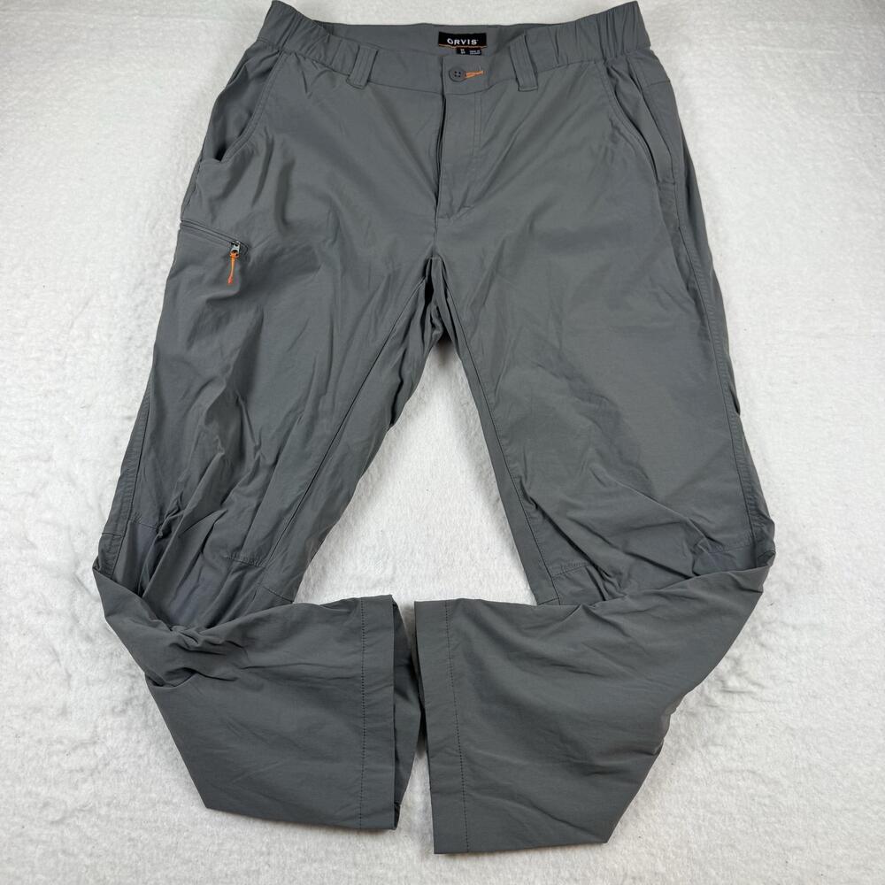 Orvis Pants Mens Size M Gray Lightweight Nylon Hiking Zip Pocket Outdoor